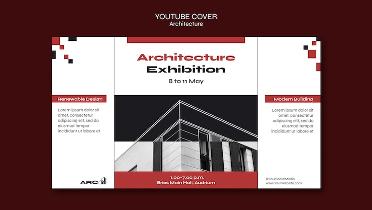 Gratis PSD platte ontwerp architectuurproject youtube-omslag