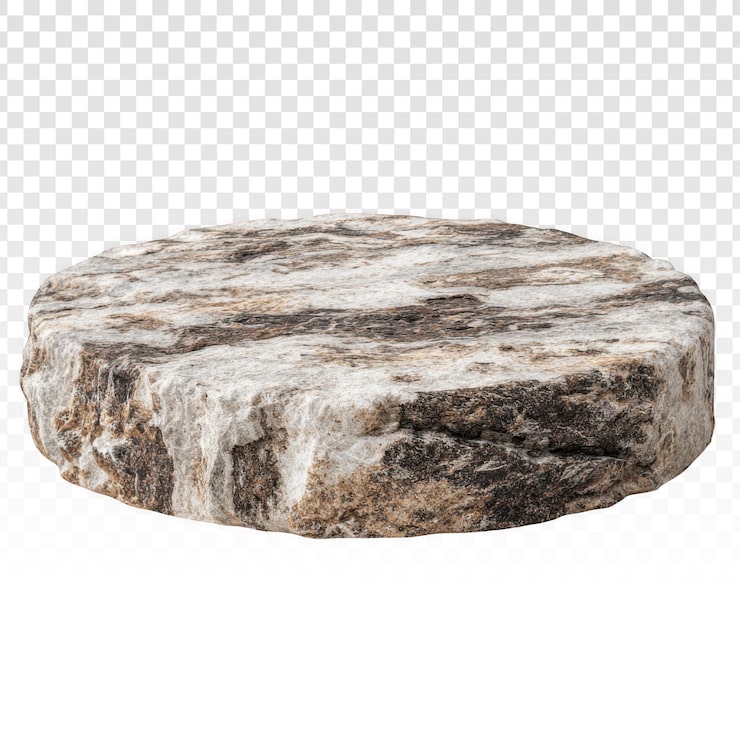 PSD gratuito un podio de piedra circular con una superficie de textura rugosa y patrones marmoleados