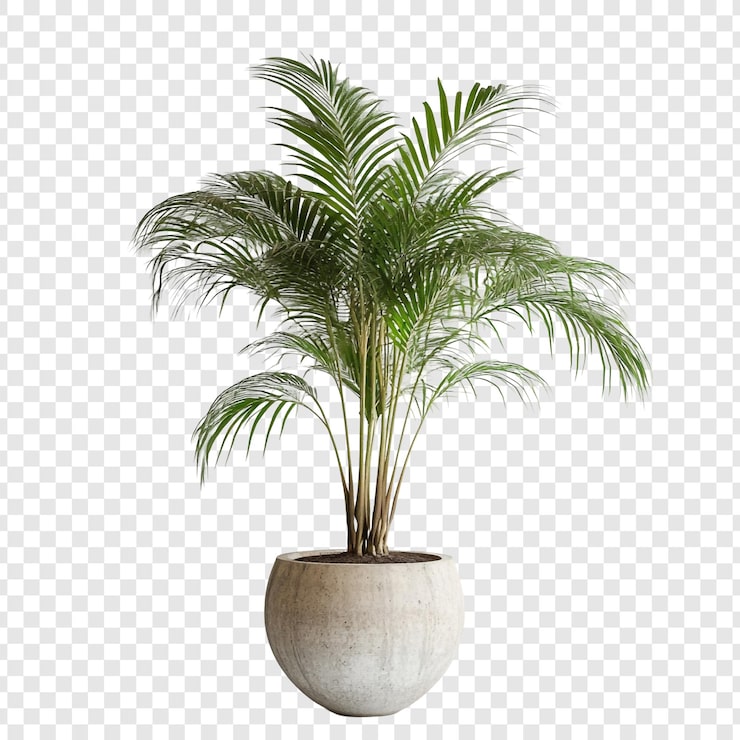 PSD Gratis pohon palem dalam ruangan yang elegan di pot modern