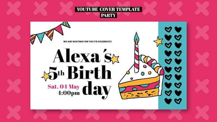 PSD gratuito portada de youtube de celebración de fiesta de cumpleaños