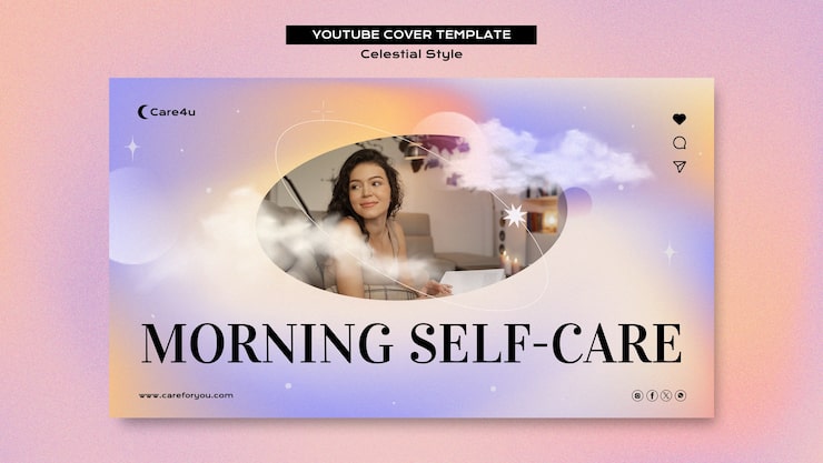 PSD gratuito portada de youtube estilo celestial
