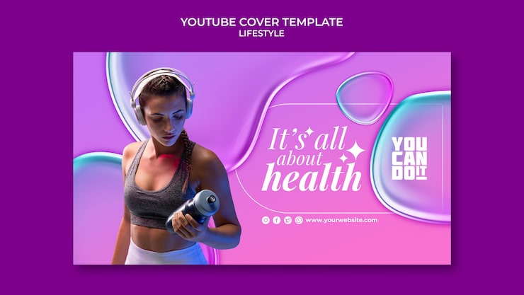 PSD gratuito portada de youtube de estilo de vida saludable
