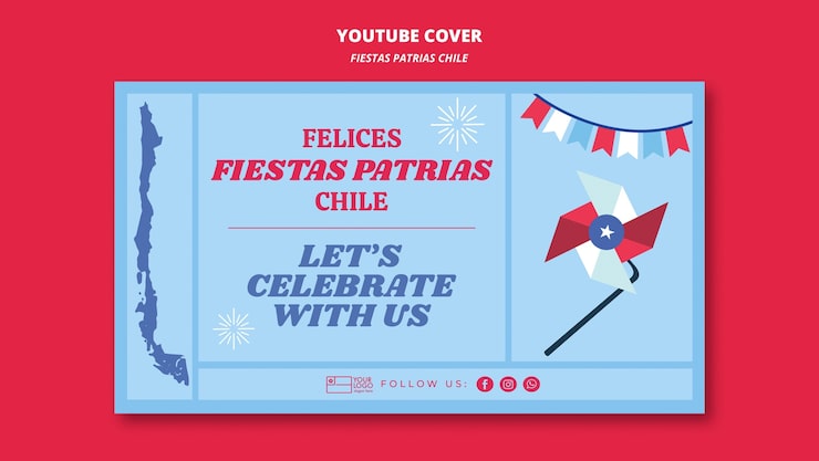 PSD gratuito portada de youtube de fiestas patrias chile