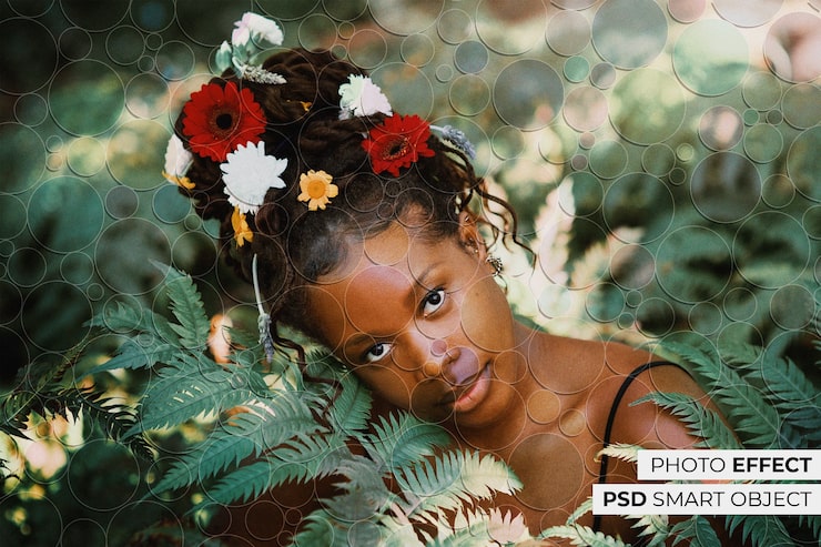 Gratis PSD portret van persoon met geometrisch effect
