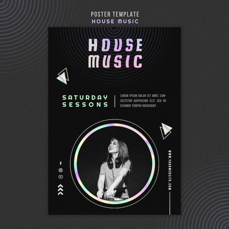 PSD gratuito poster modello di musica house