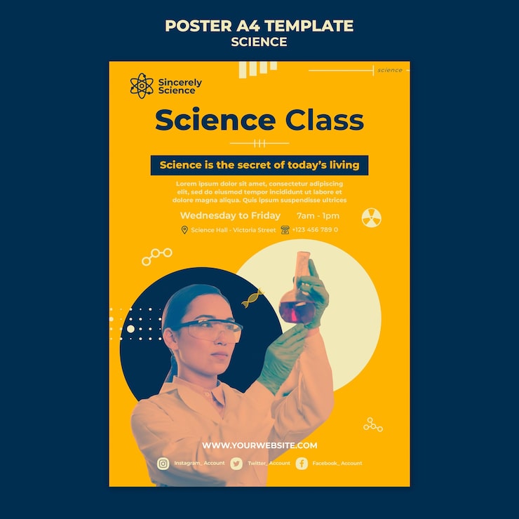PSD gratuito poster verticale per lezione di scienze