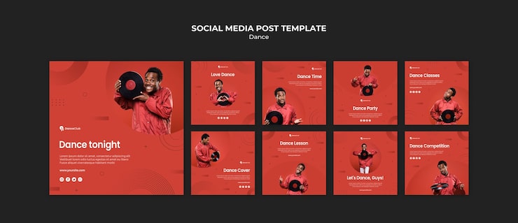 PSD Gratis postingan media sosial konsep dansa