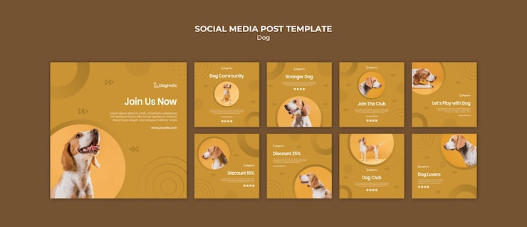 PSD Gratis postingan media sosial pecinta anjing