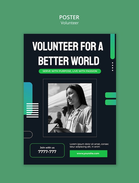 PSD gratuito progettazione del modello del volontario
