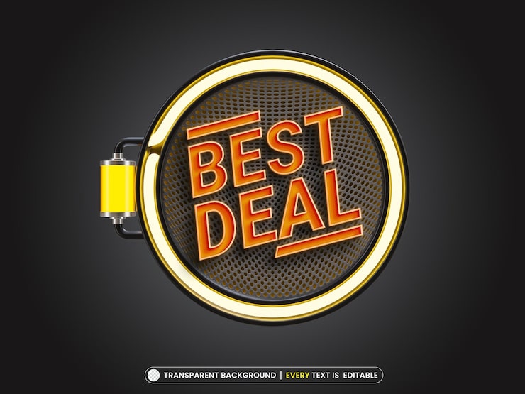 PSD gratuito promoción de plantilla de banner de venta 3d de mejor oferta con efecto de texto editable