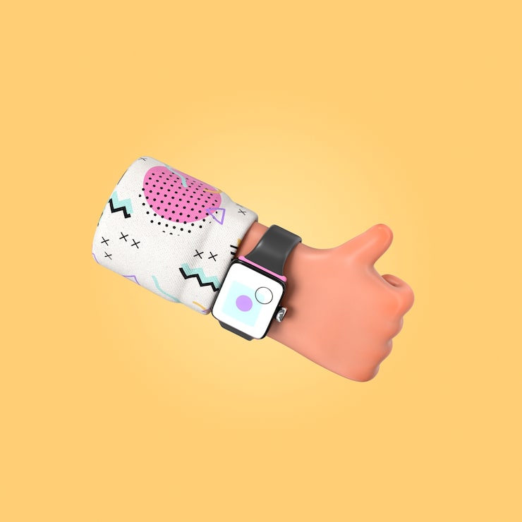 PSD gratuito el pulgar hacia arriba con un reloj digital
