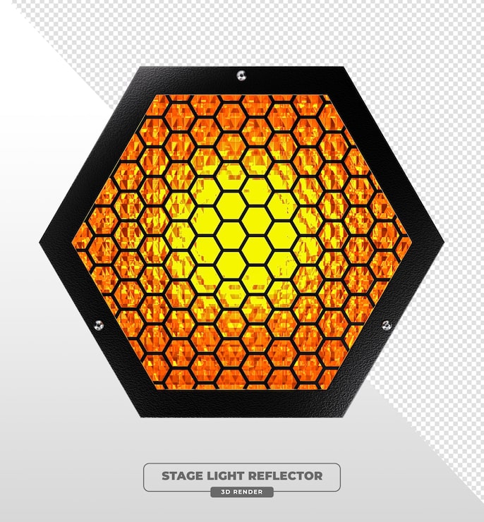 PSD gratuito reflector de luz de escenario hexagonal con patrón de panal de miel renderizado en 3d