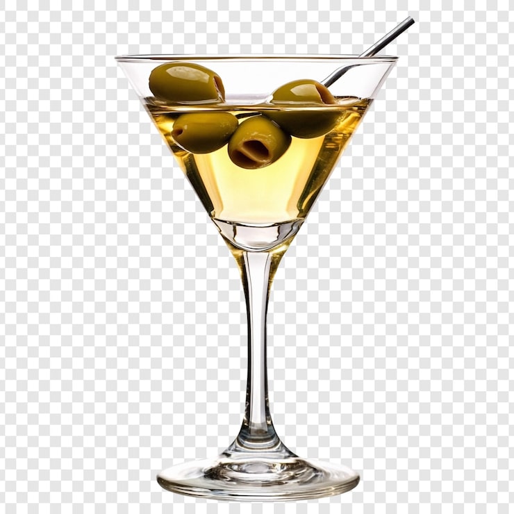 PSD gratuito un refrescante cóctel de martini con aceitunas