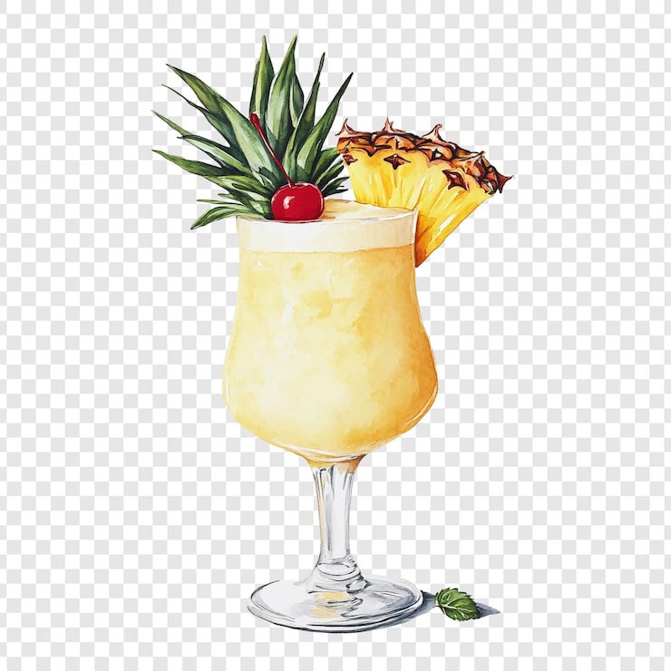 PSD gratuito refrescante cóctel de pina colada una ilustración en acuarela