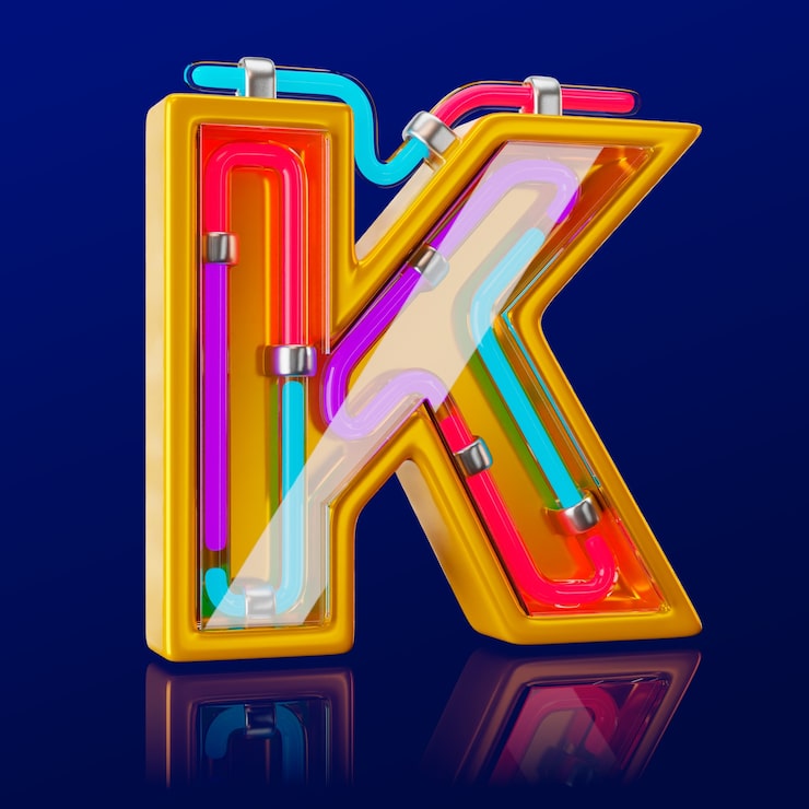 PSD Gratis render 3d dari ikon huruf neon