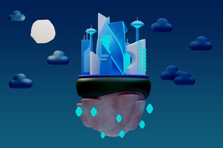 PSD Gratis rendering 3d dari ilustrasi lanskap malam