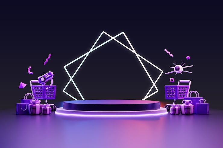 PSD Gratis rendering 3d dari podium penjualan metaverse futuristik