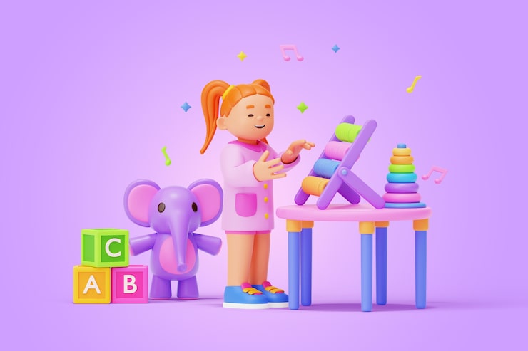 PSD gratuito renderización en 3d del personaje del jardín de infantes