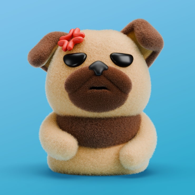 PSD gratuito renderizado en 3d del icono del emoji del perro