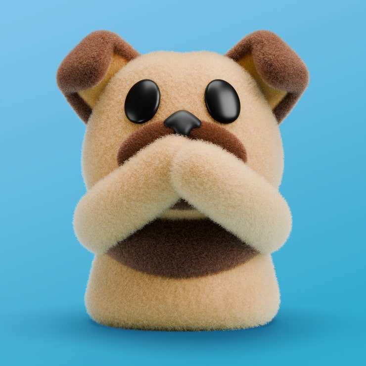 PSD gratuito renderizado en 3d del icono del emoji del perro