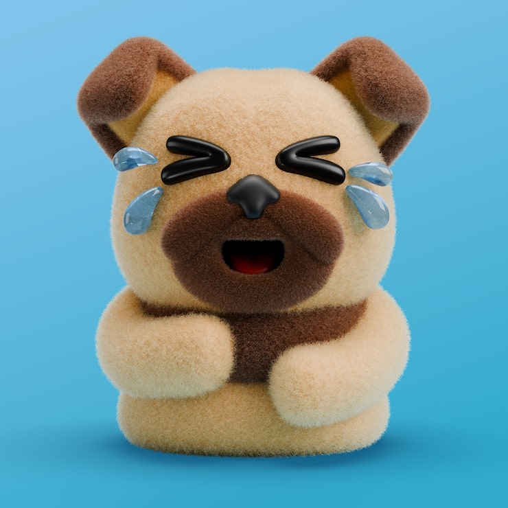 PSD gratuito renderizado en 3d del icono del emoji del perro