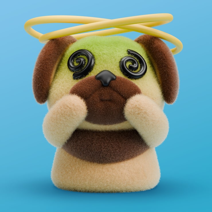 PSD gratuito renderizado en 3d del icono del emoji del perro