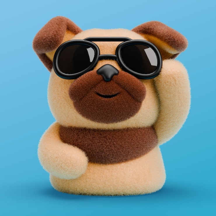 PSD gratuito renderizado en 3d del icono del emoji del perro
