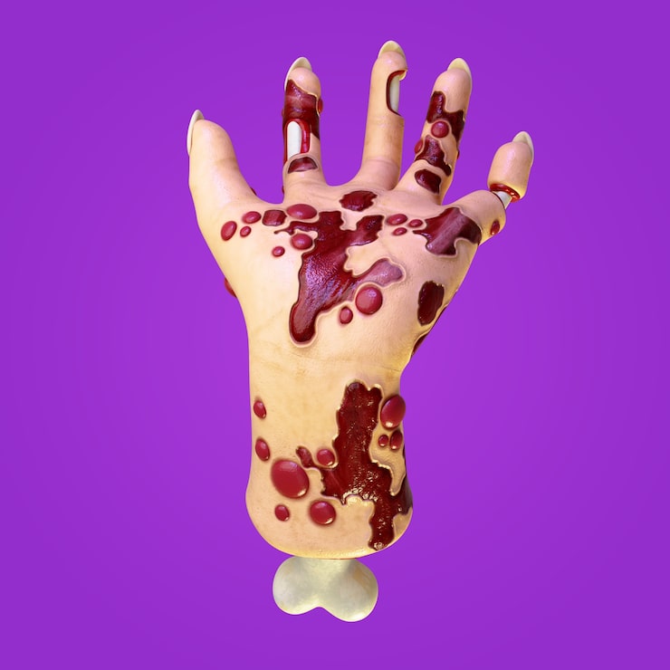 PSD gratuito renderizado en 3d de la mano del zombi
