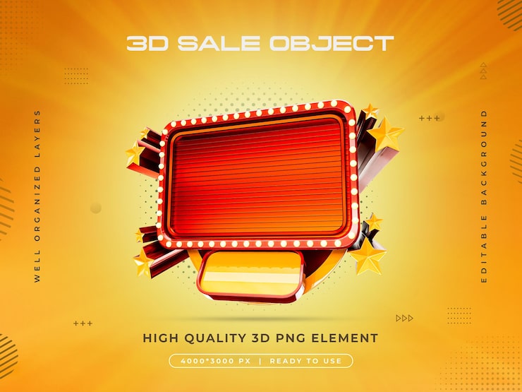 PSD gratuito renderizado 3d del objeto de venta aislado