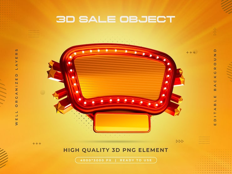 PSD gratuito renderizado 3d del objeto de venta aislado