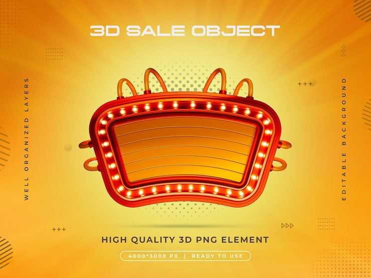 PSD gratuito renderizado 3d del objeto de venta aislado