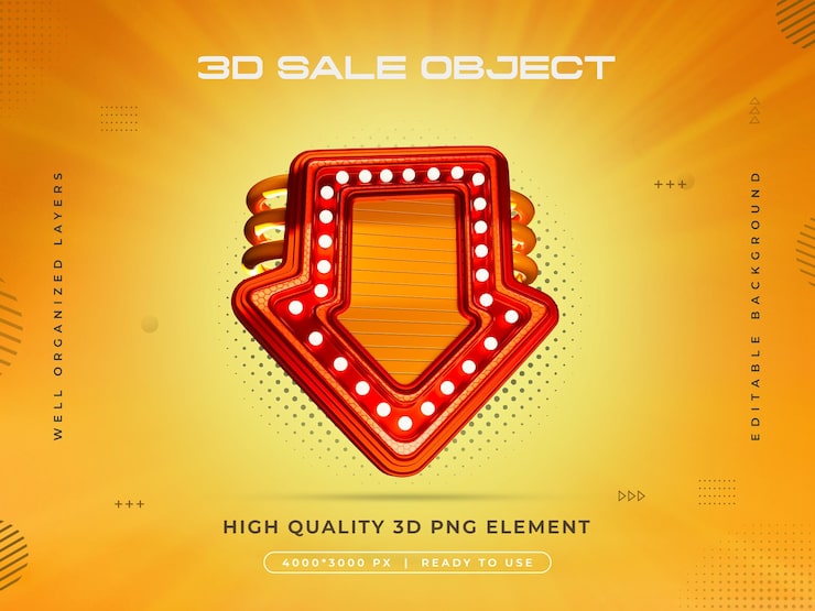PSD gratuito renderizado 3d del objeto de venta aislado