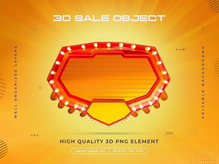 PSD gratuito renderizado 3d del objeto de venta aislado