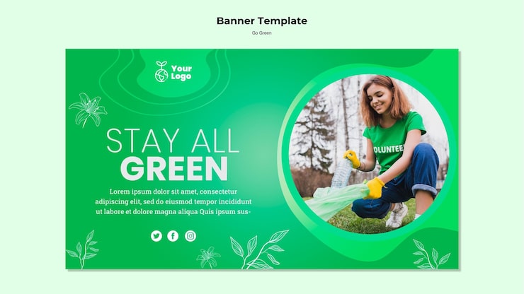 PSD gratuito resta tutto il modello di banner verde