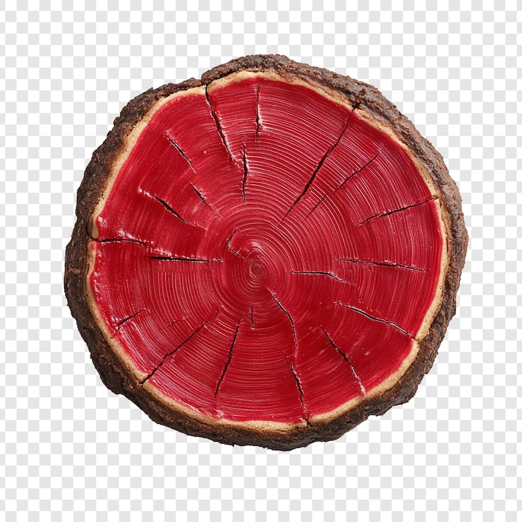 PSD gratuito sección transversal del tronco de un árbol rojo vibrante