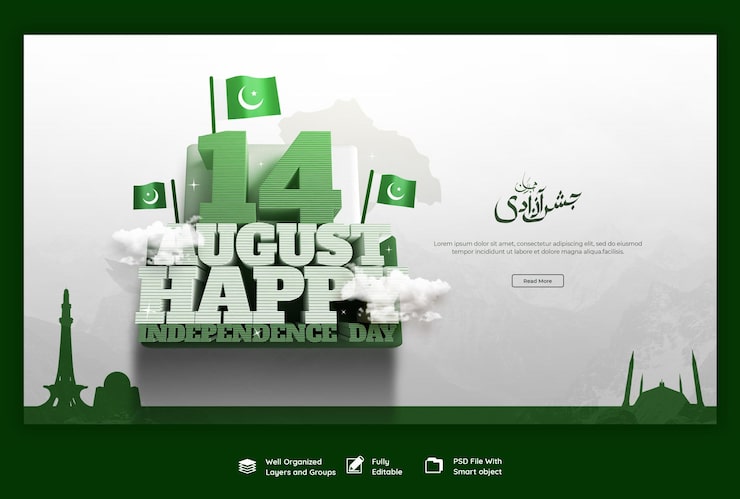 PSD Gratis selamat hari kemerdekaan template banner web pakistan