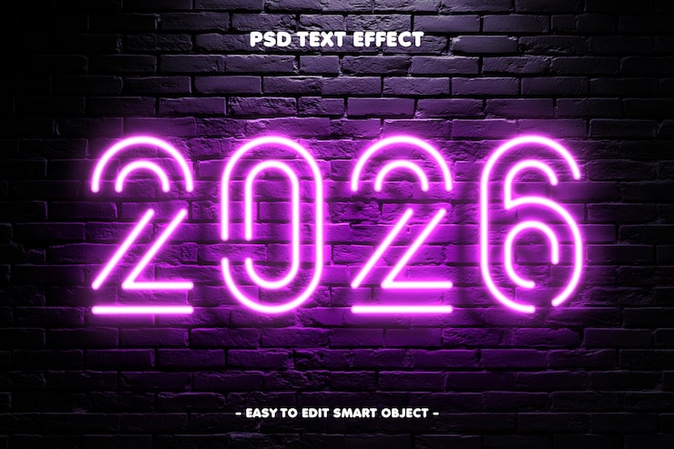 PSD Gratis selamat tahun baru 2026 efek teks emas yang dapat diedit