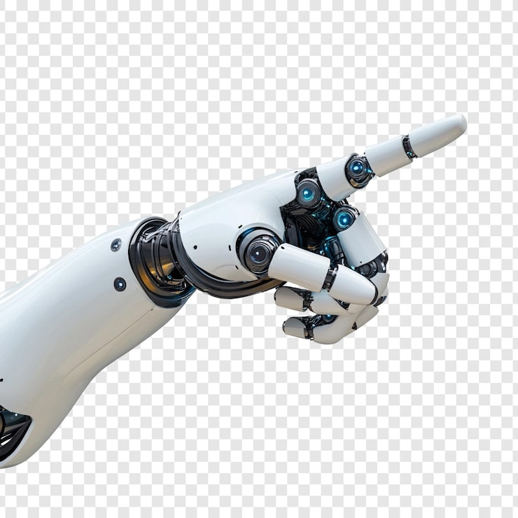 PSD gratuito señalar con la mano robótica tecnología futurista mecánica avanzada inteligencia artificial innovación digital