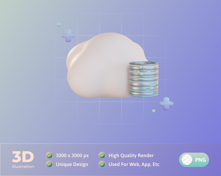 PSD Gratis server sistem awan ilustrasi 3d