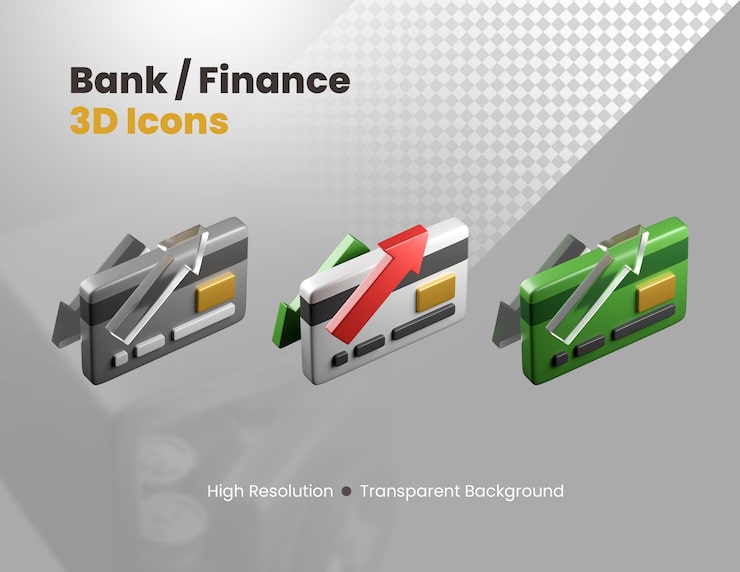 PSD gratuito set de iconos 3d de banca y finanzas