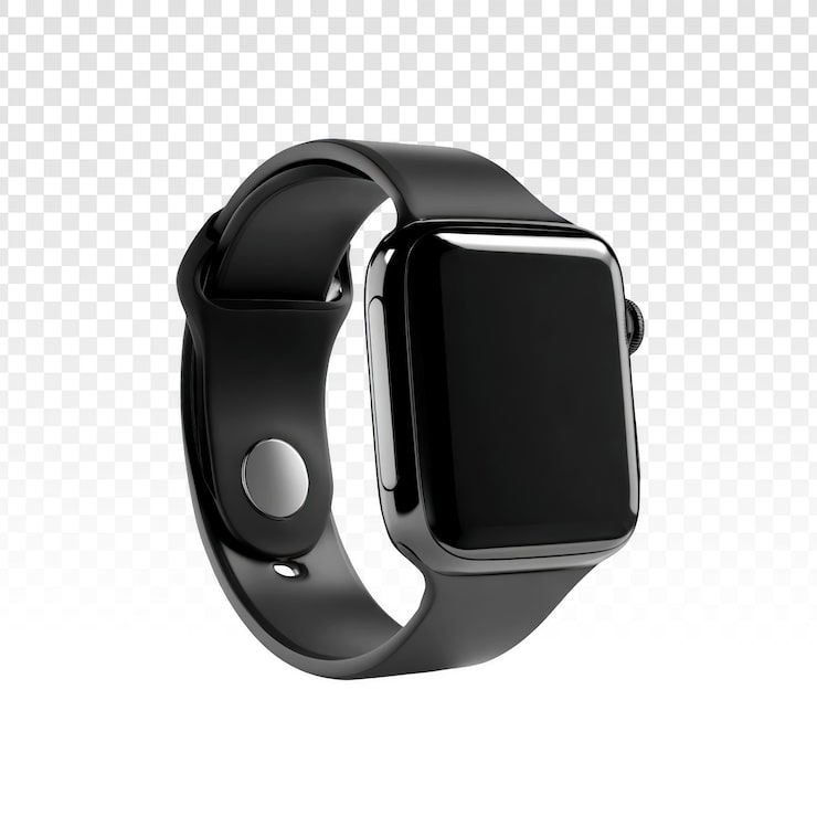 PSD gratuito smartwatch moderno negro aislado.