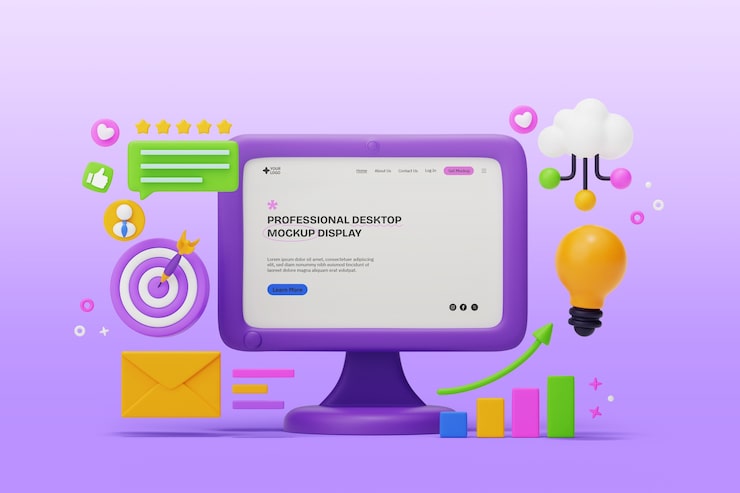 PSD Gratis tampilan mockup desktop profesional