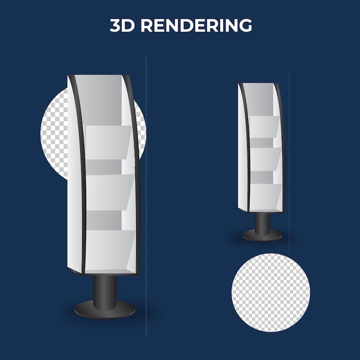 PSD Gratis tampilan rak stand render 3d
