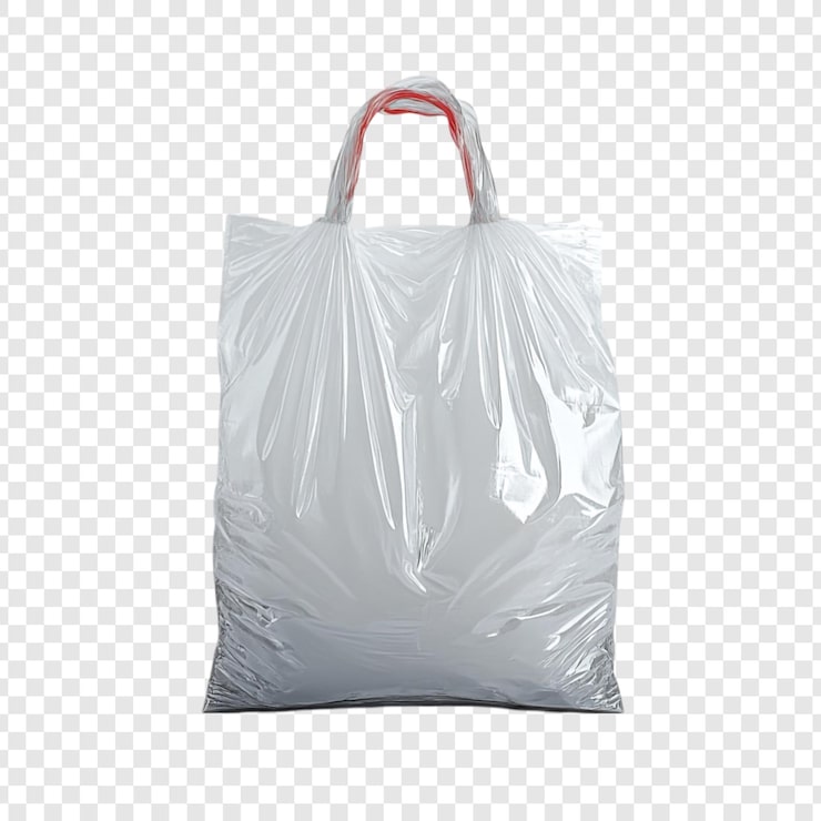 PSD Gratis tas belanja plastik transparan dengan tangkai merahstudio shot