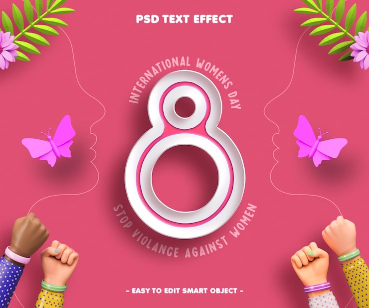 Gratis PSD teksteffect internationale vrouwendag