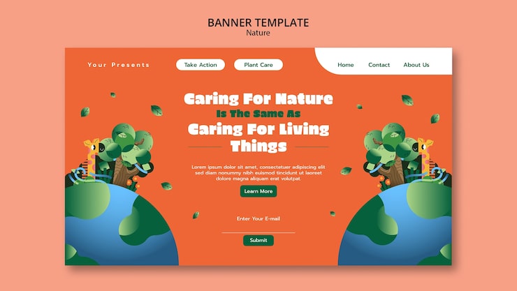 PSD Gratis templat alam desain datar