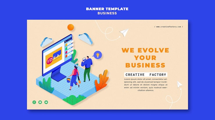 PSD Gratis templat banner bisnis bergambar