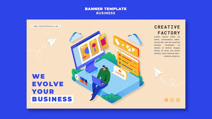 PSD Gratis templat banner bisnis bergambar
