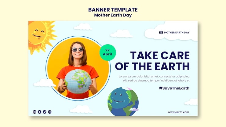 PSD Gratis templat banner hari bumi