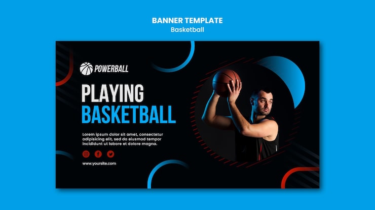 PSD Gratis templat banner horizontal untuk bermain game bola basket
